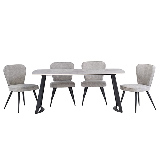 Ivan Carlos Grey Stone Dining Table With 6 Valko Grey Chairs