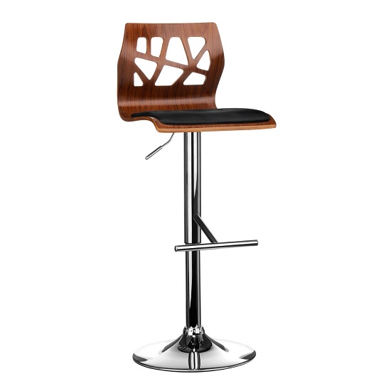 Read more about Ivana bar stool in walnut and black pu seat with chrome base