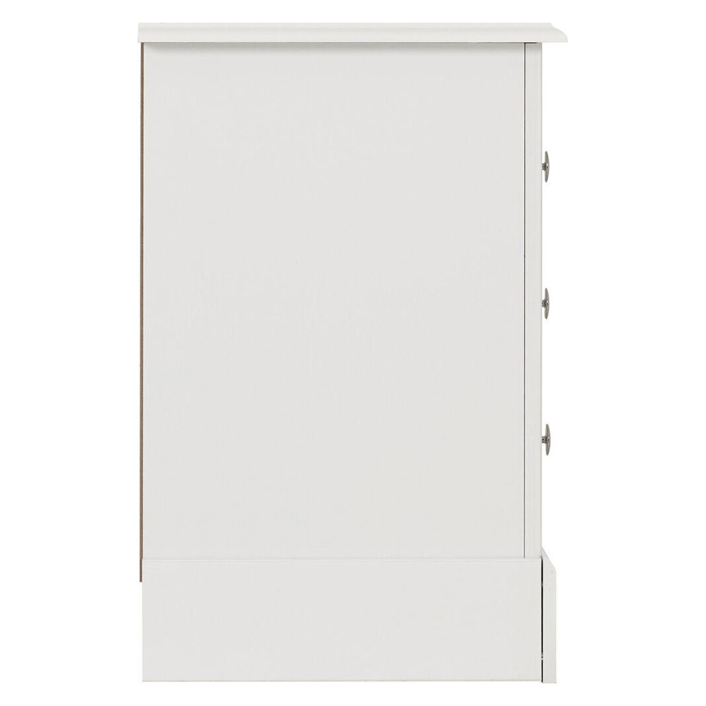 Iverion Wooden Bedside Cabinet with 3 Drawers in White