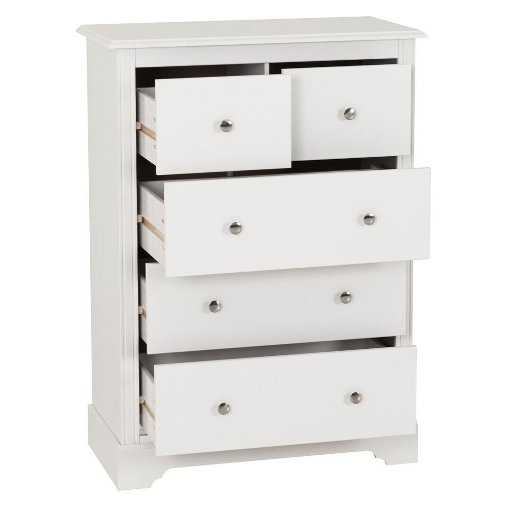 Iverion Wooden Chest Of 5 Drawers in White