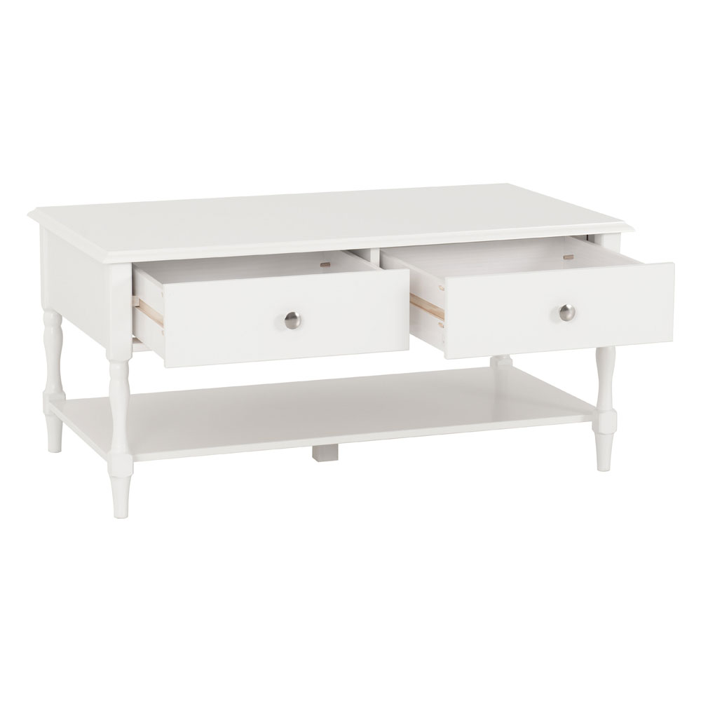 Iverion Wooden Coffee Table with 2 Drawers in White