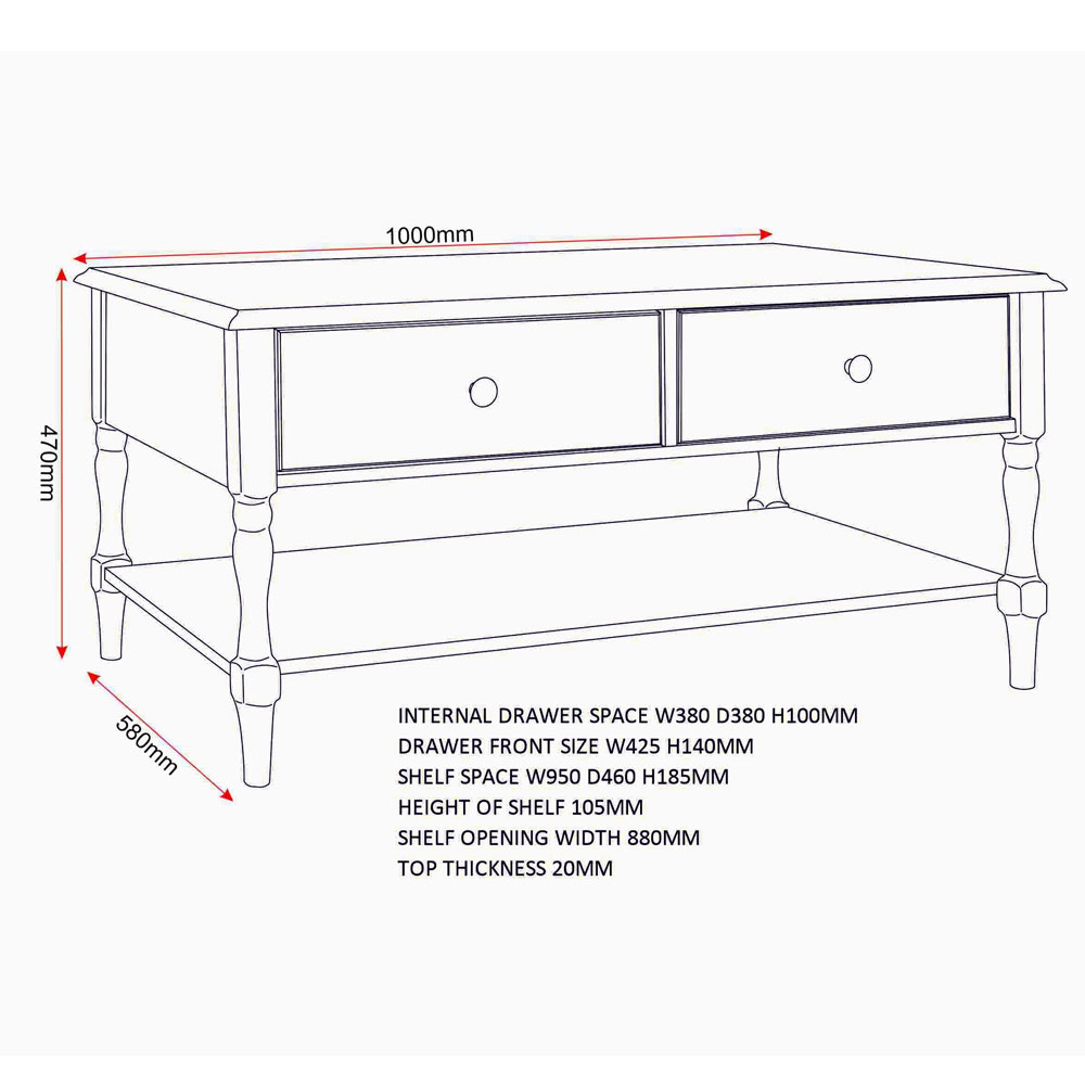 Iverion Wooden Coffee Table with 2 Drawers in White