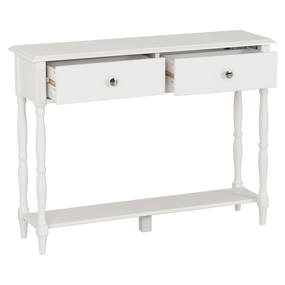 Iverion Wooden Console Table with 2 Drawers in White