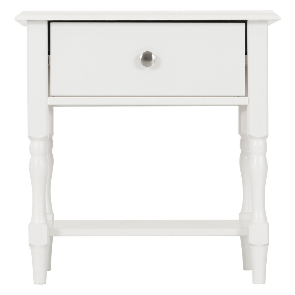 Iverion Wooden Side Table with 1 Drawer in White