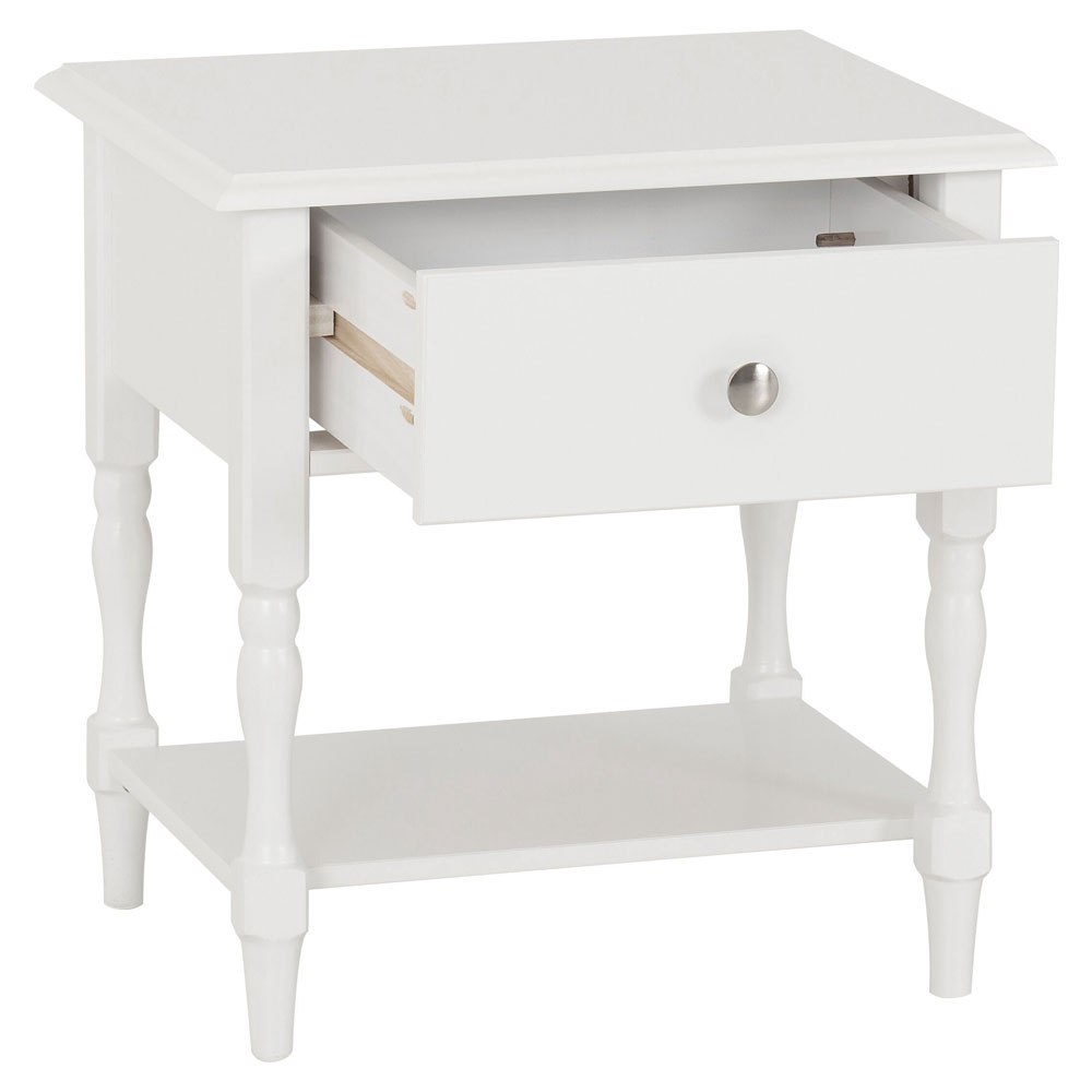 Iverion Wooden Side Table with 1 Drawer in White