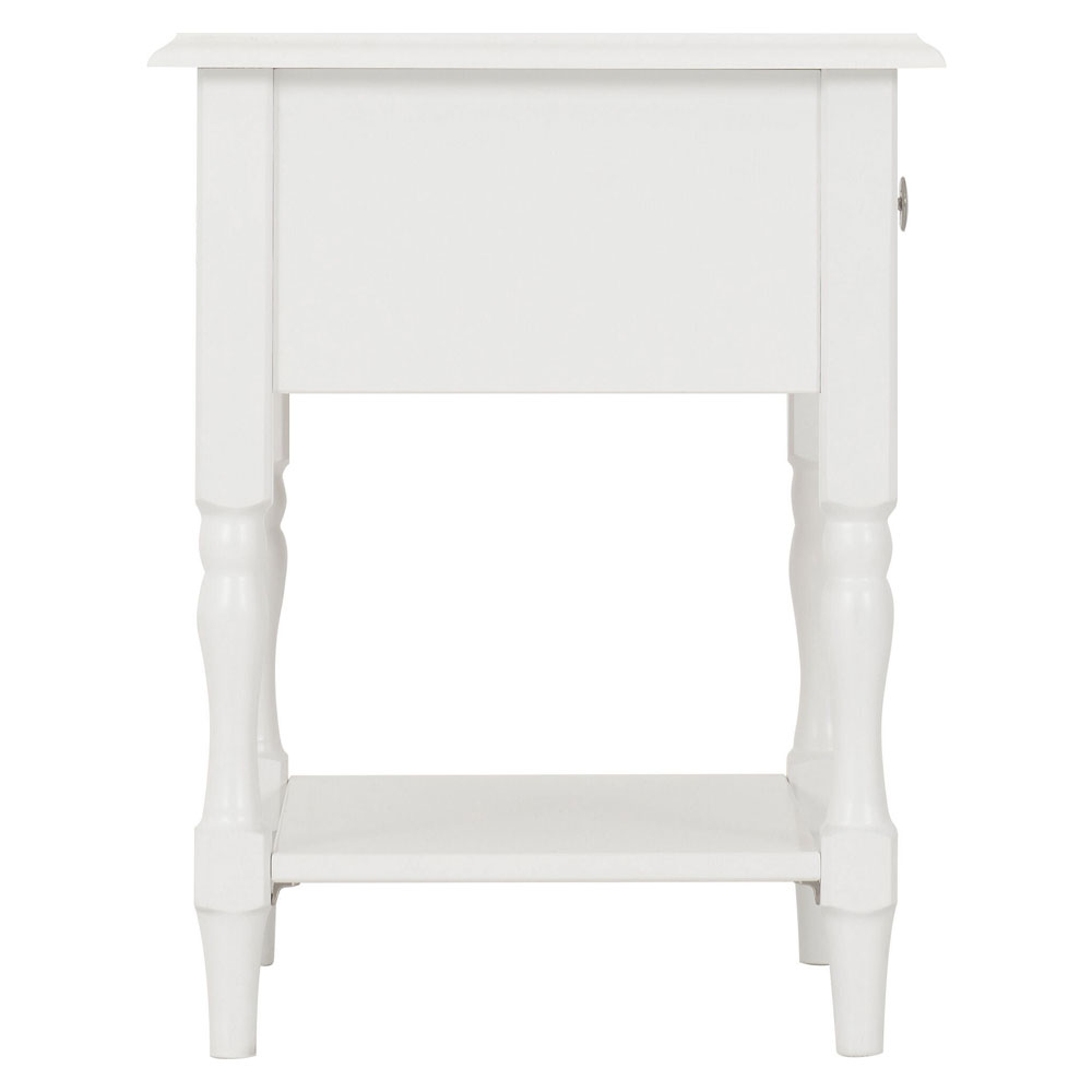 Iverion Wooden Side Table with 1 Drawer in White