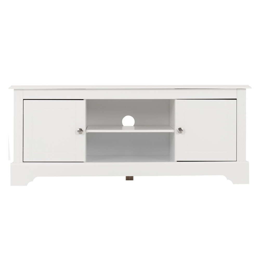 Iverion Wooden TV Stand with 2 Doors in White