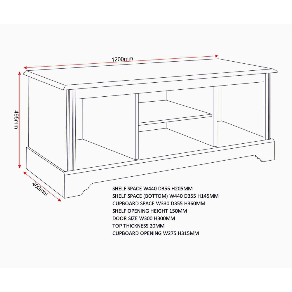 Iverion Wooden TV Stand with 2 Doors in White