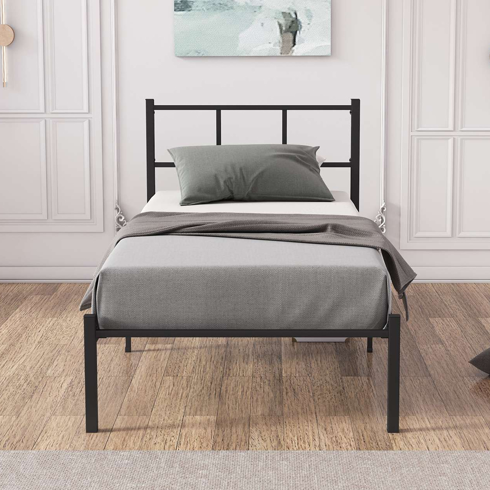 Iveris Metal Single Bed in Black