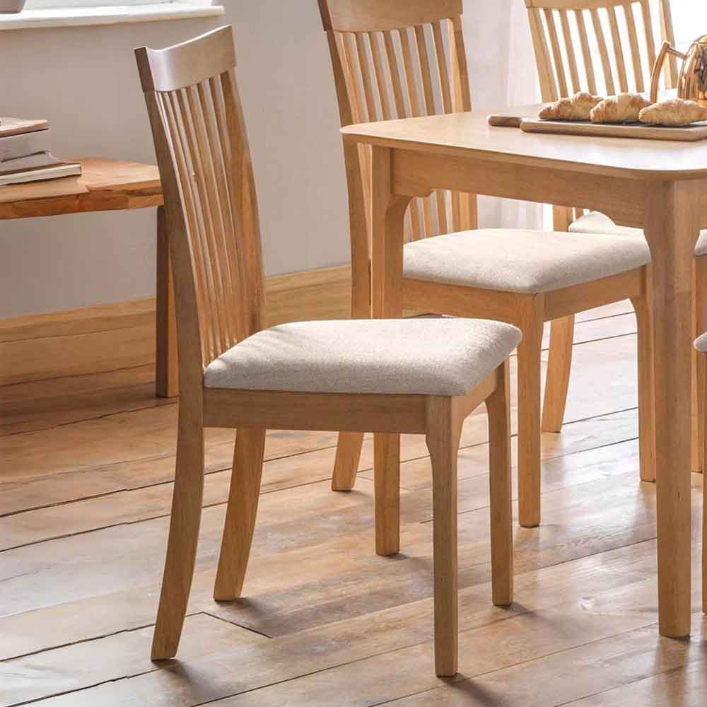 Iverix Light Oak Wooden Dining Chairs in Pair
