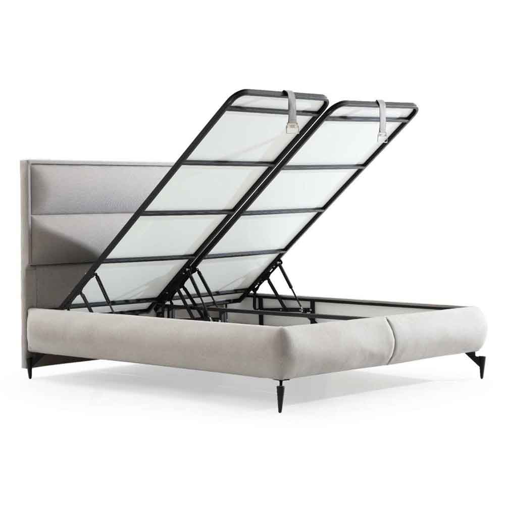 Iveron Fabric Ottoman Storage Super King Size Bed in Grey