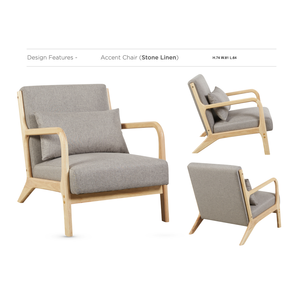 Iverox Fabric 2+1+1 Seater Sofa Set in Stone