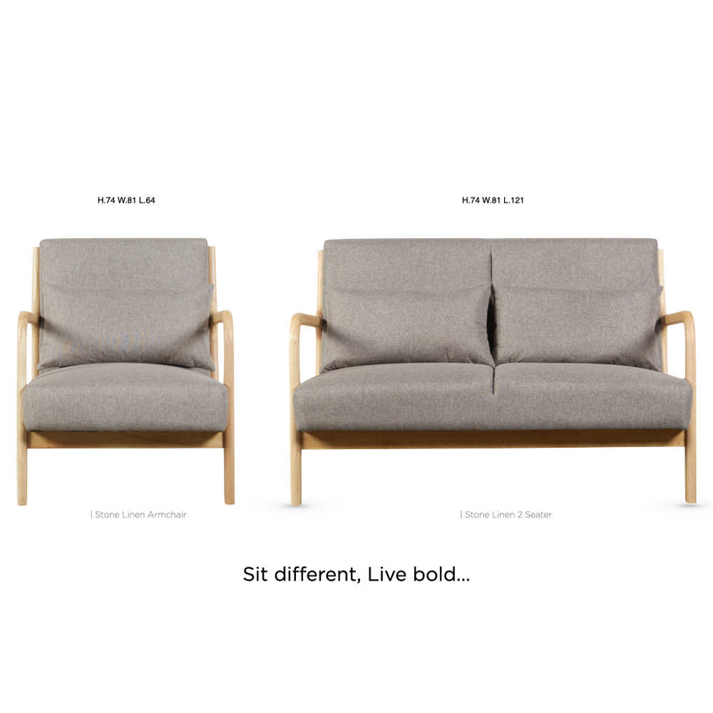 Iverox Fabric 2+1+1 Seater Sofa Set in Stone