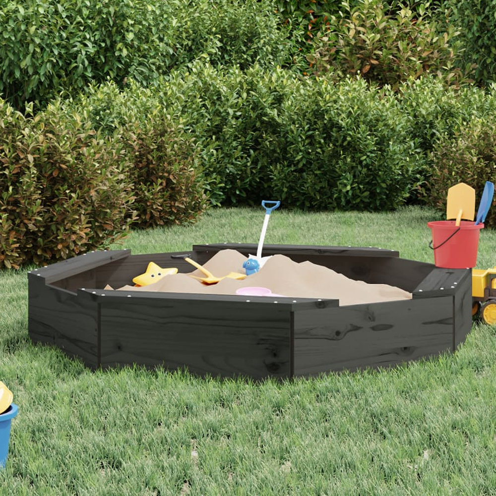 Ivins 111cm Wooden Octagon Kids Sandbox - Grey