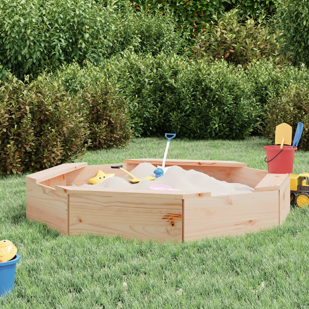 Ivins 111cm Wooden Octagon Kids Sandbox - Natural