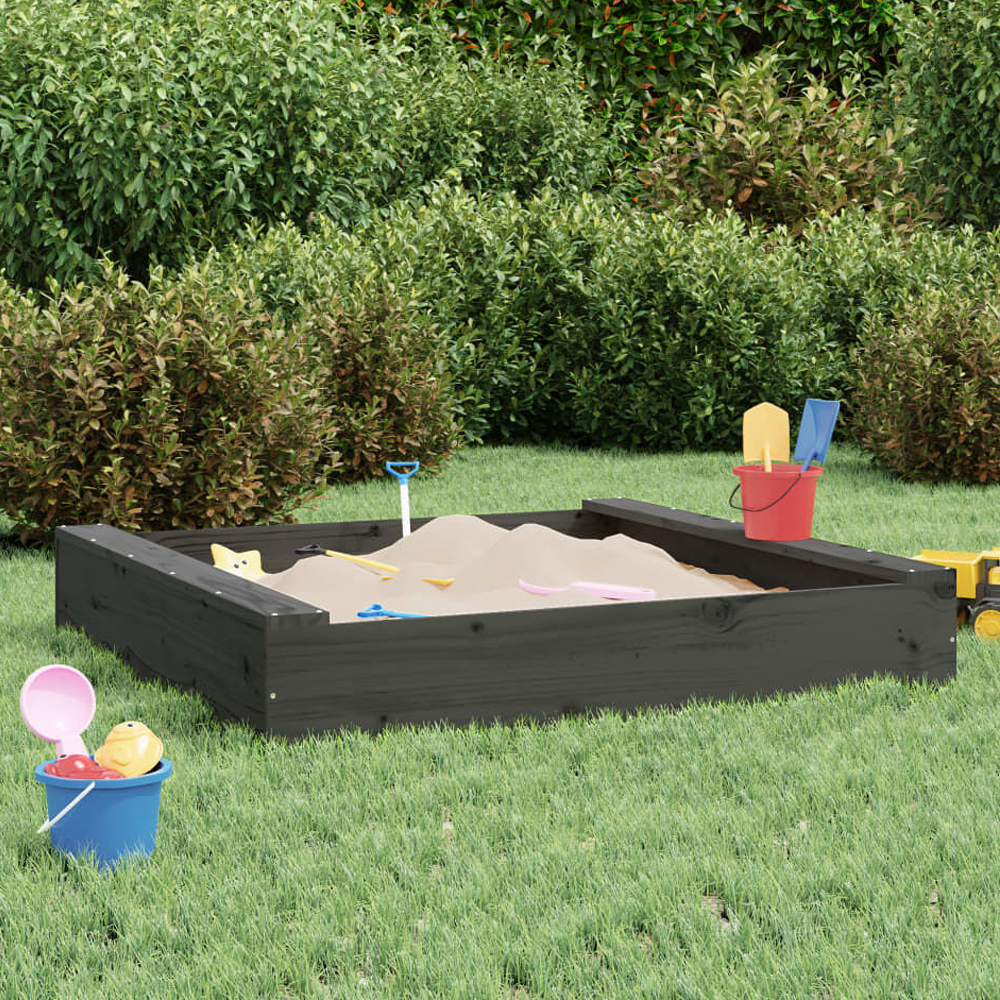 Ivins 111cm Wooden Square Kids Sandbox - Grey