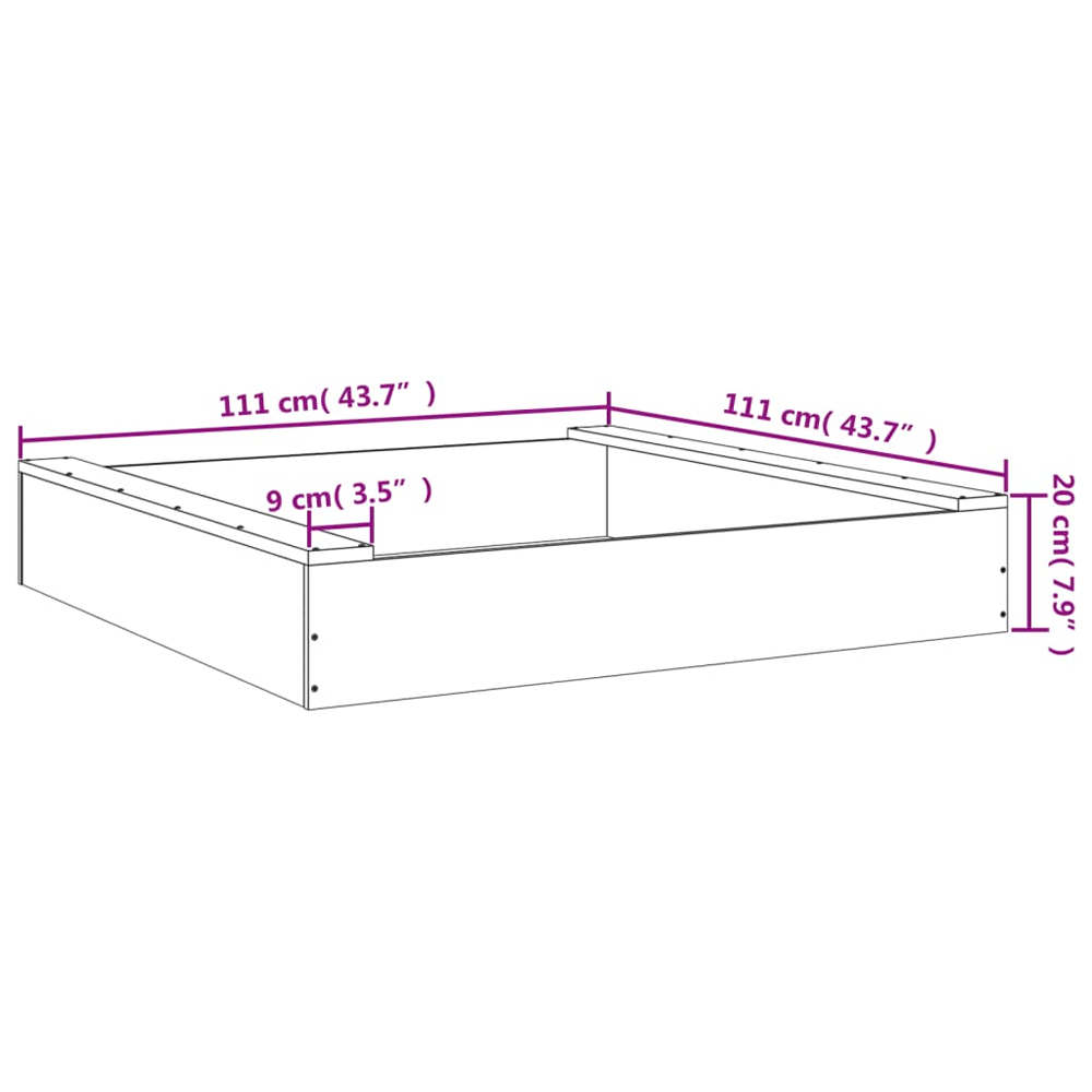 Ivins 111cm Wooden Square Kids Sandbox - Grey