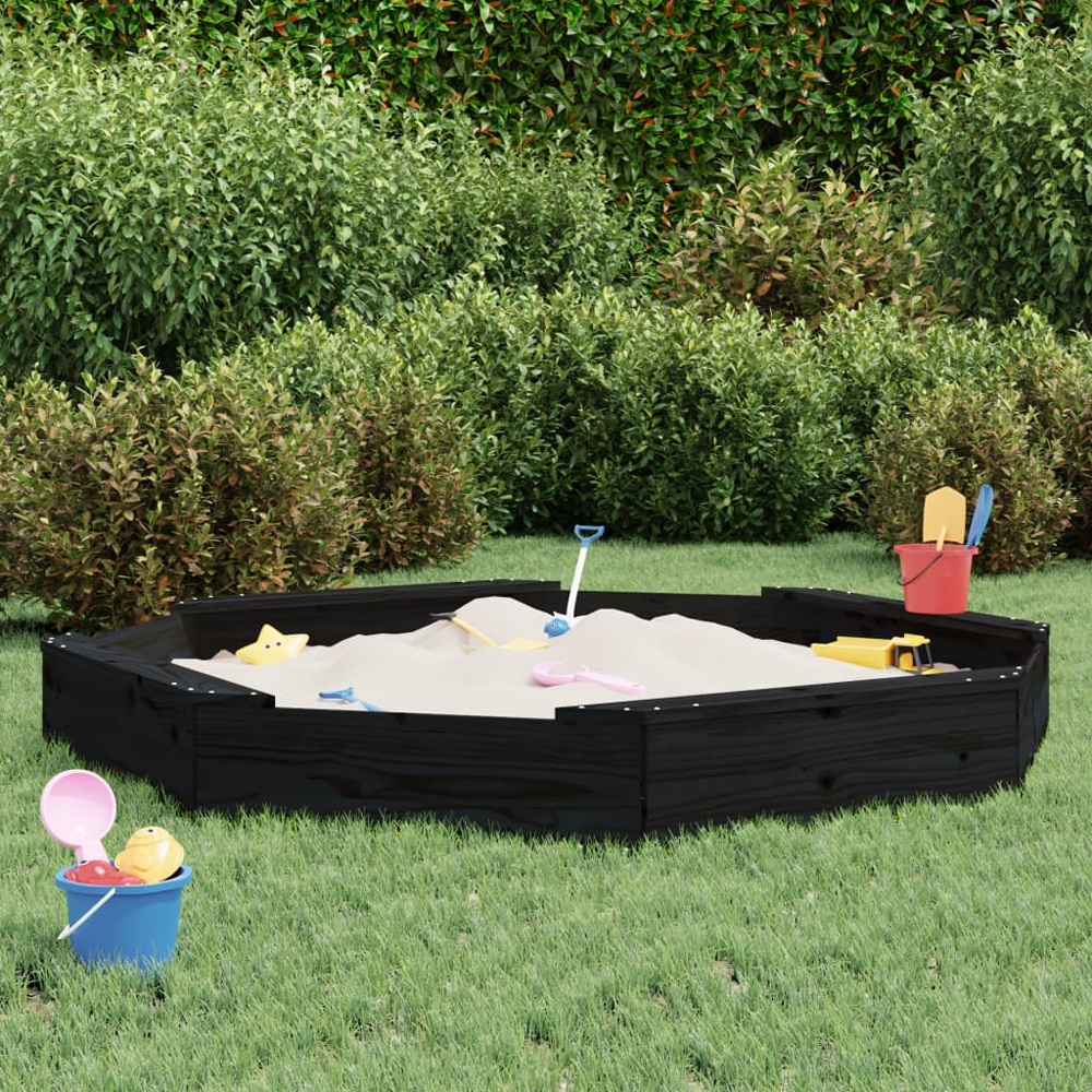 Ivins 159.5cm Wooden Octagon Kids Sandbox - Black