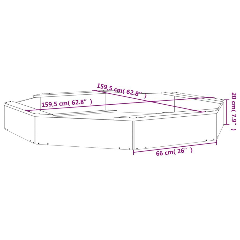 Ivins 159.5cm Wooden Octagon Kids Sandbox - Black