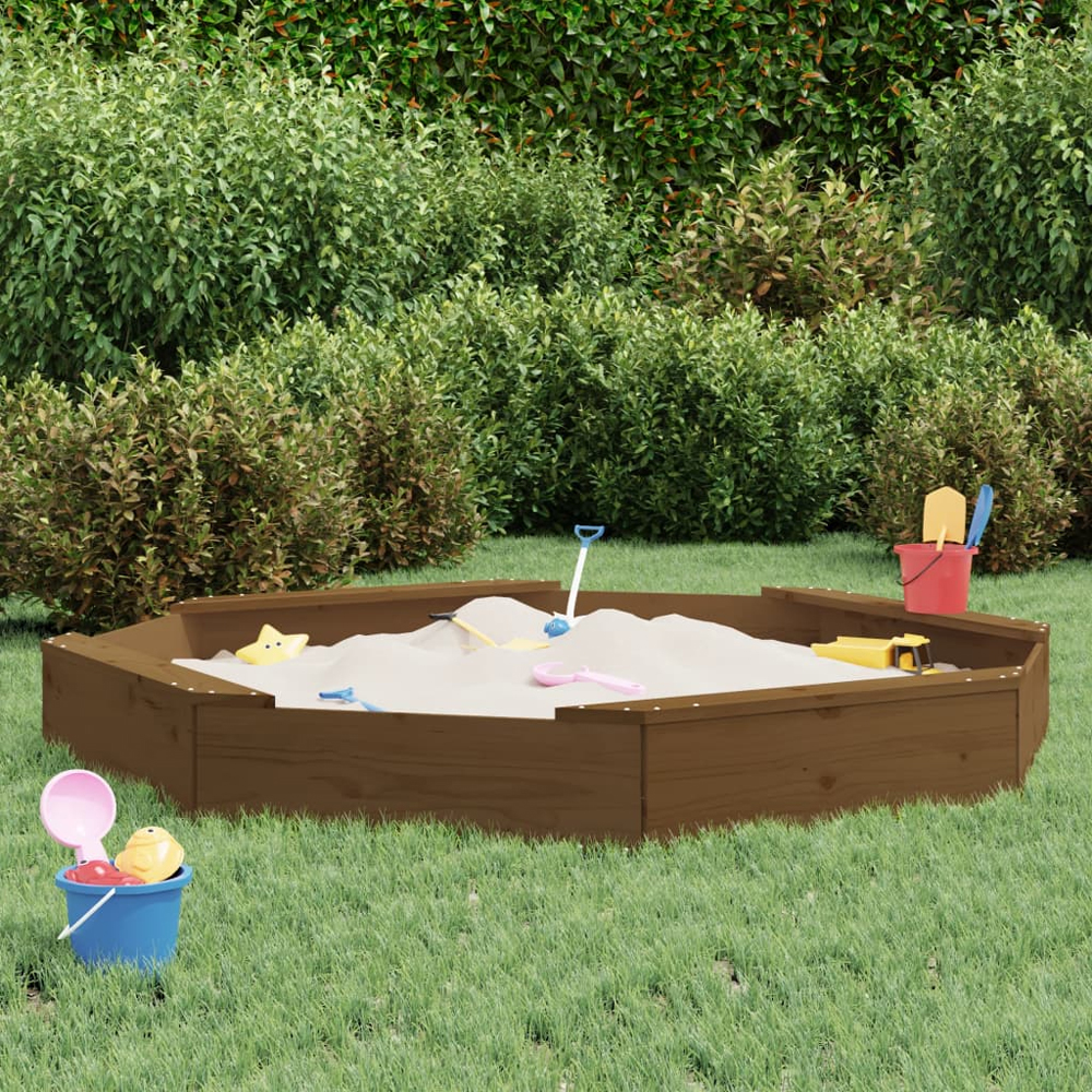 Ivins 159.5cm Wooden Octagon Kids Sandbox - Honey Brown