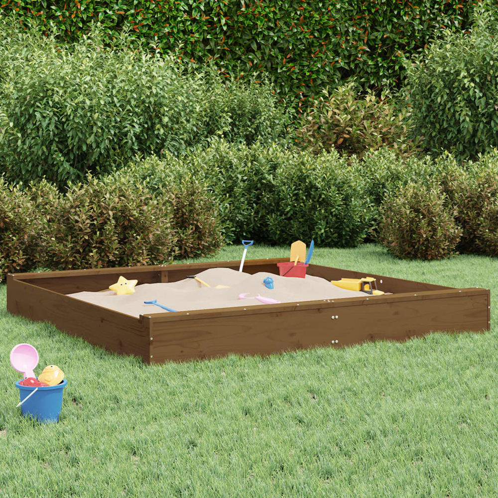 Ivins 160cm Wooden Square Kids Sandbox - Honey Brown