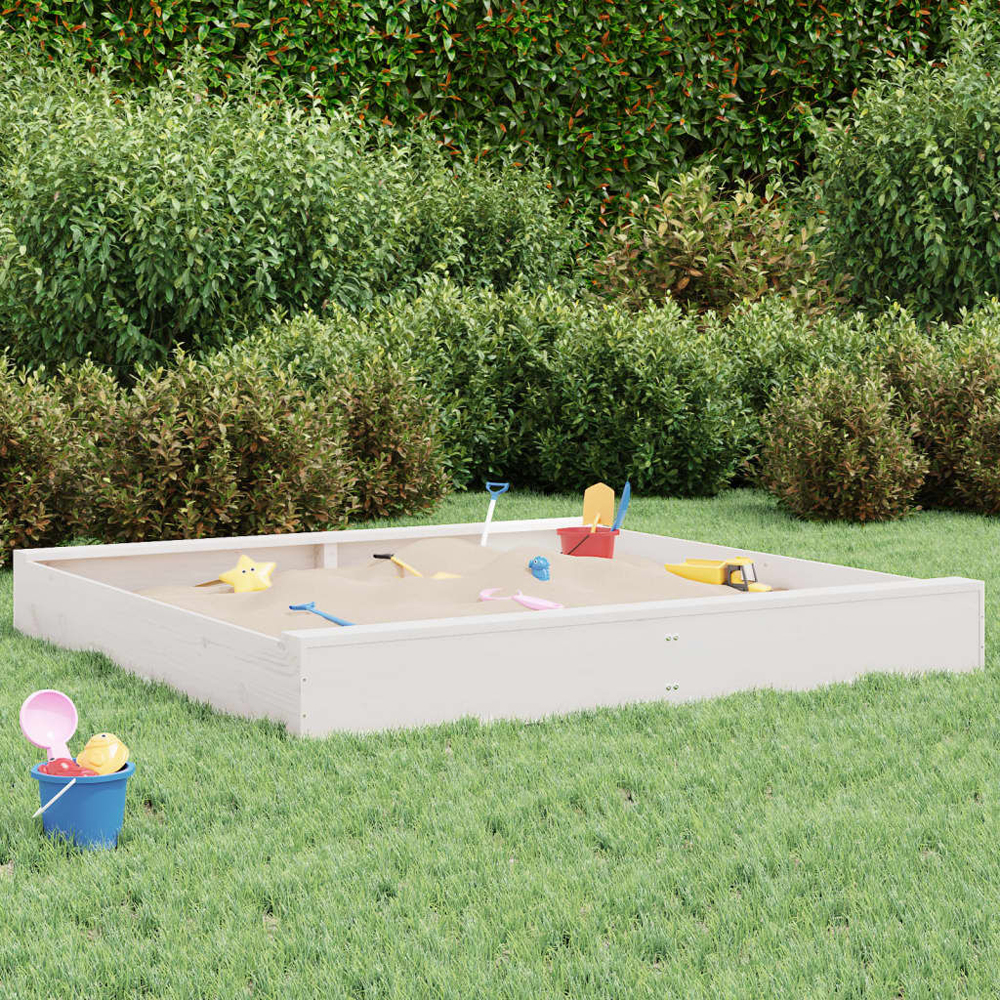 Ivins 160cm Wooden Square Kids Sandbox - White
