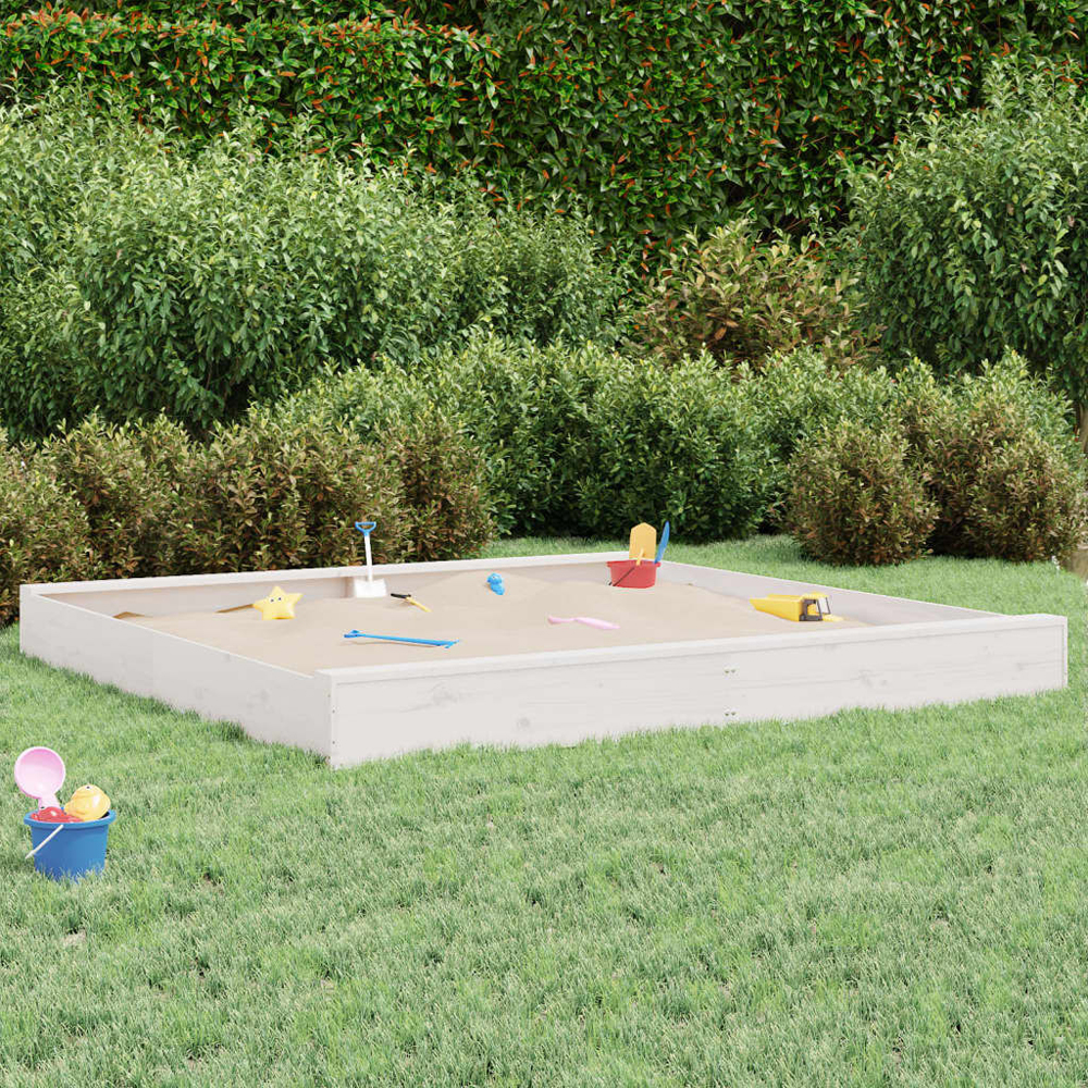 Ivins 200cm Wooden Square Kids Sandbox - White
