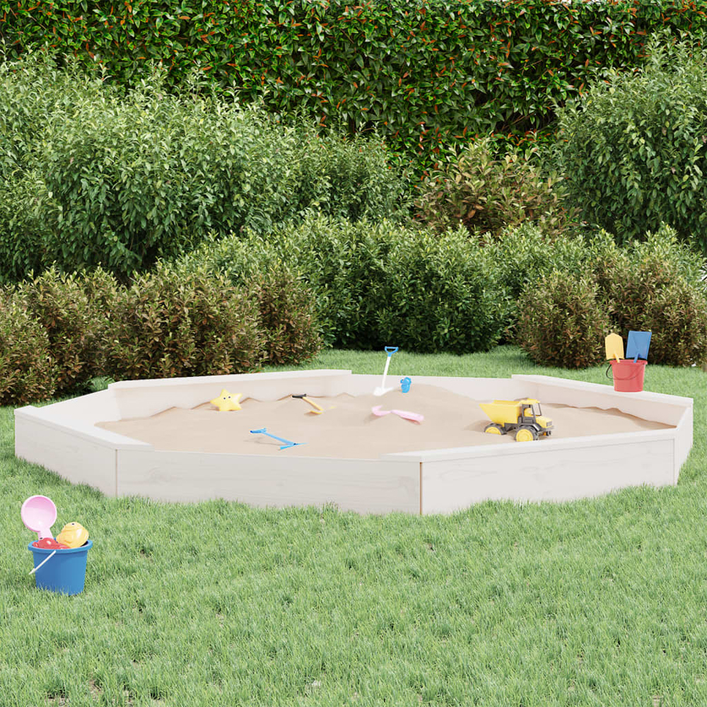 Ivins 232cm Wooden Octagon Kids Sandbox - White