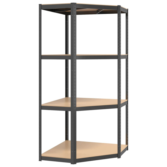 Ivins 4-Tier Corner Shelving Unit In Anthracite Steel Frame