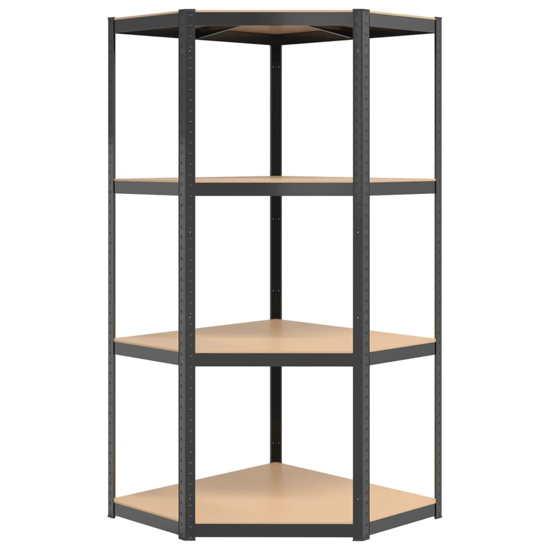 Ivins 4-Tier Corner Shelving Unit In Anthracite Steel Frame