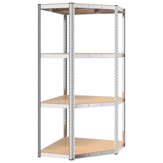 Ivins 4-Tier Corner Shelving Unit In Silver Steel Frame