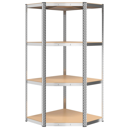 Ivins 4-Tier Corner Shelving Unit In Silver Steel Frame