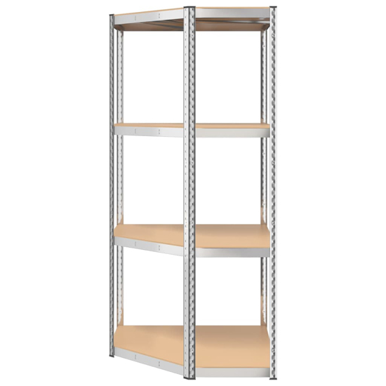 Ivins 4-Tier Corner Shelving Unit In Silver Steel Frame