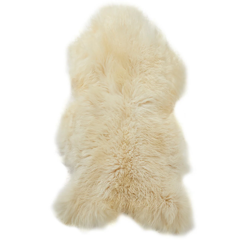 Ivins Fabric Curly Sheepskin Rug In Ivory White