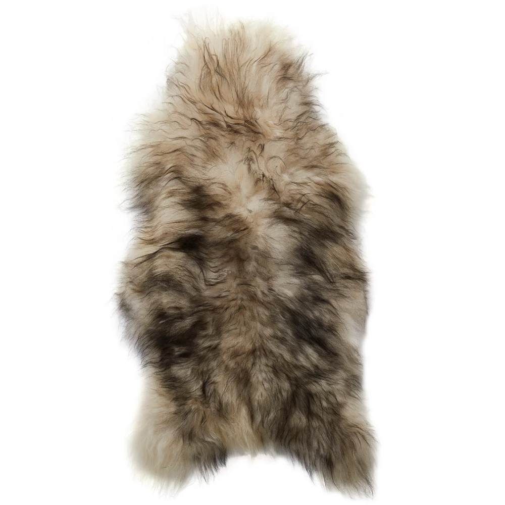 Ivins Fabric Sheepskin Rug In Black Tipped
