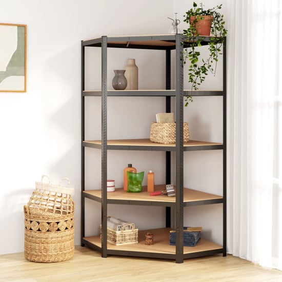 Photo of Ivins wide 5-tier corner shelving unit in anthracite