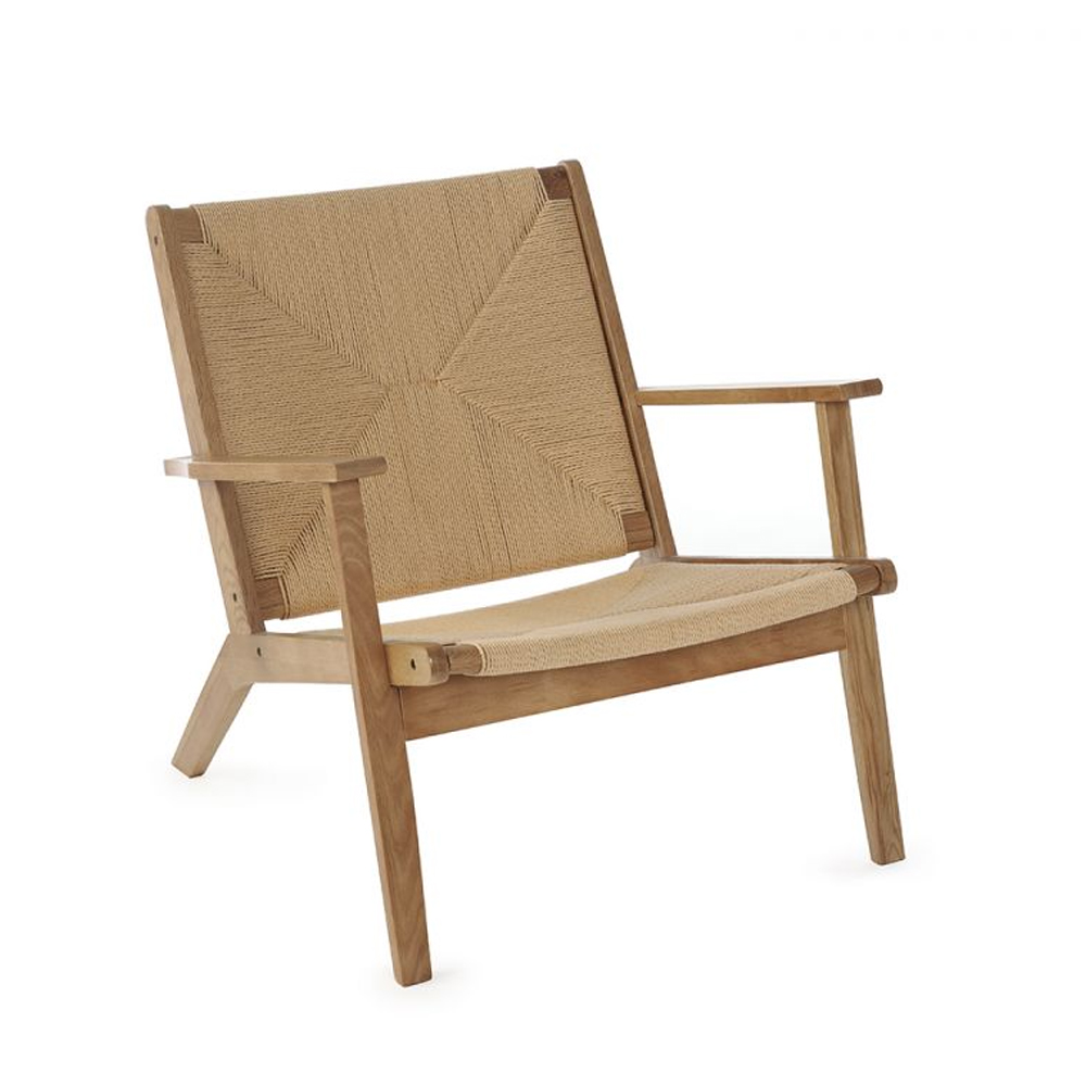 Ivins Woven Bedroom Chair With Wooden Frame In Oak