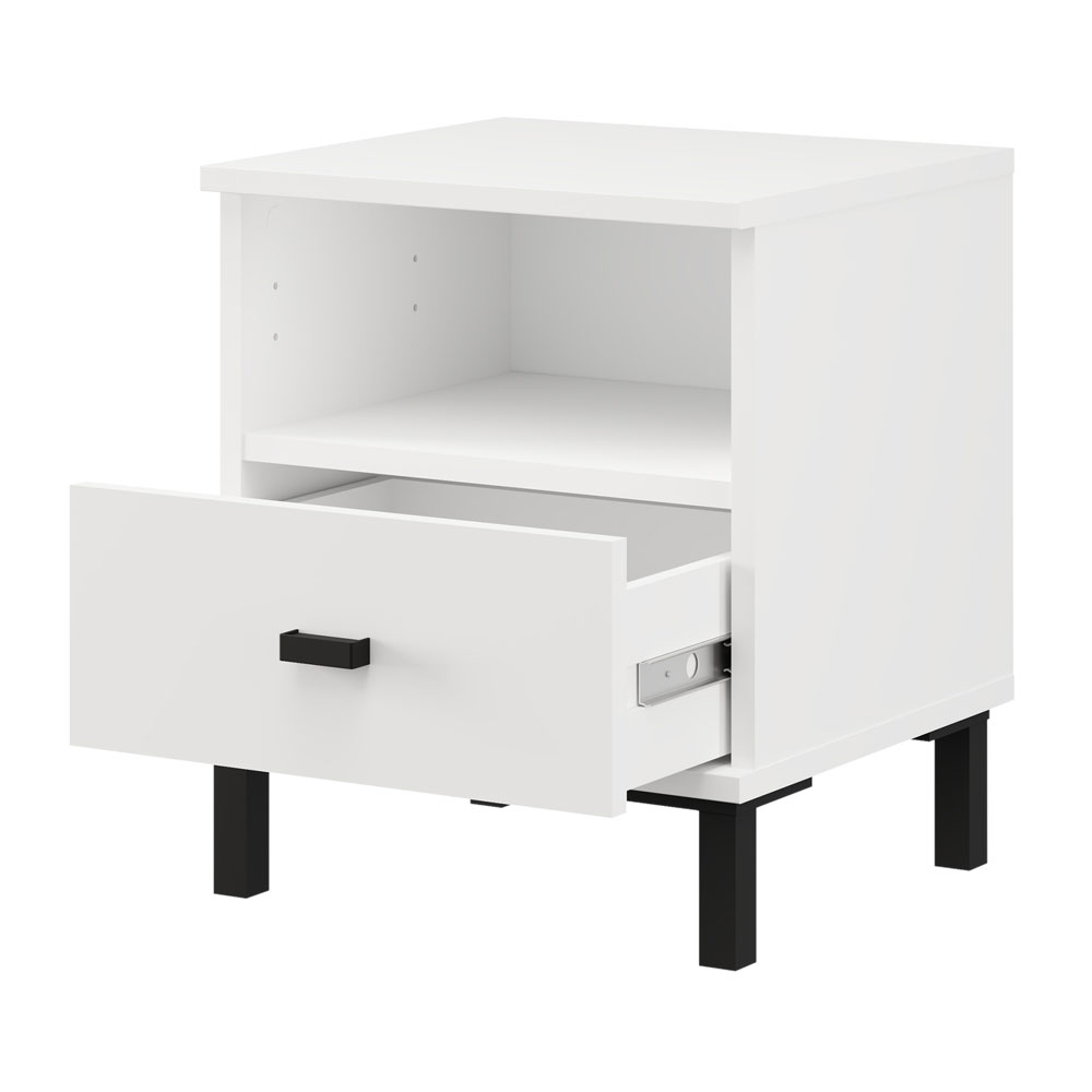 Ivomel Wooden Bedside Cabinet with 1 Drawer in White