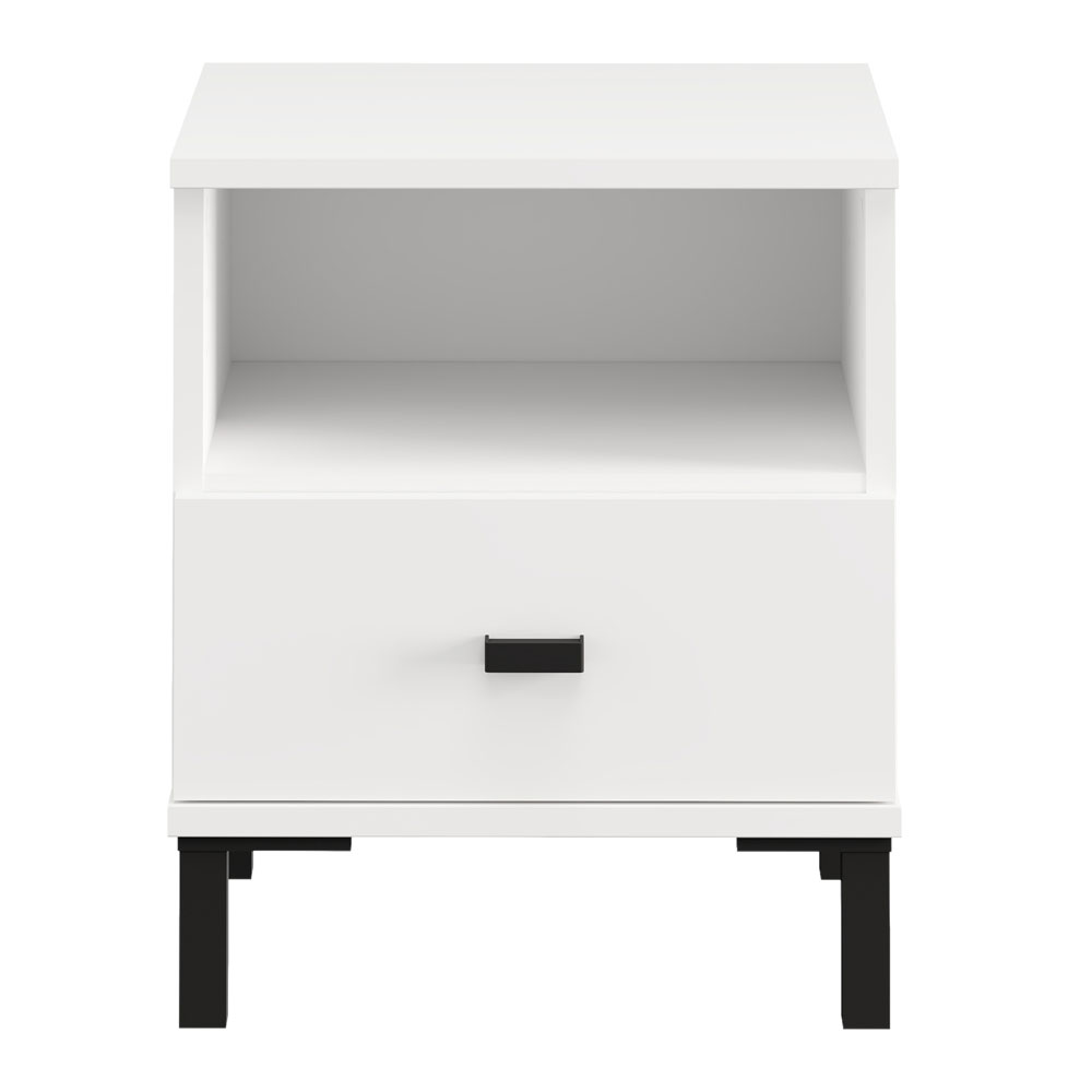 Ivomel Wooden Bedside Cabinet with 1 Drawer in White