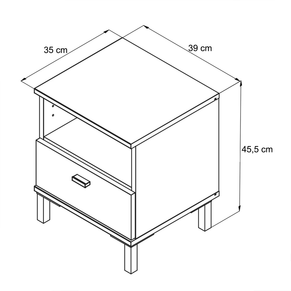 Ivomel Wooden Bedside Cabinet with 1 Drawer in White