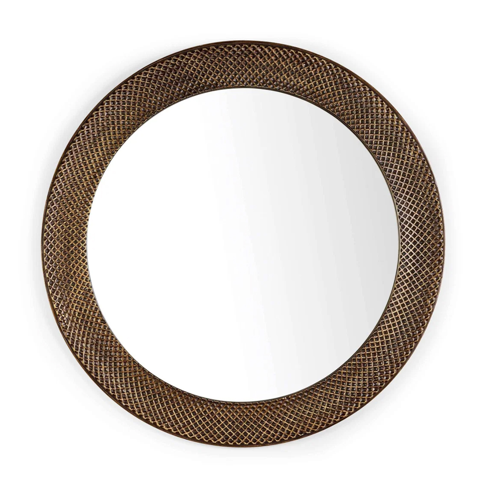 Ivoran Glass Round Wall Mirror with Brass Frame
