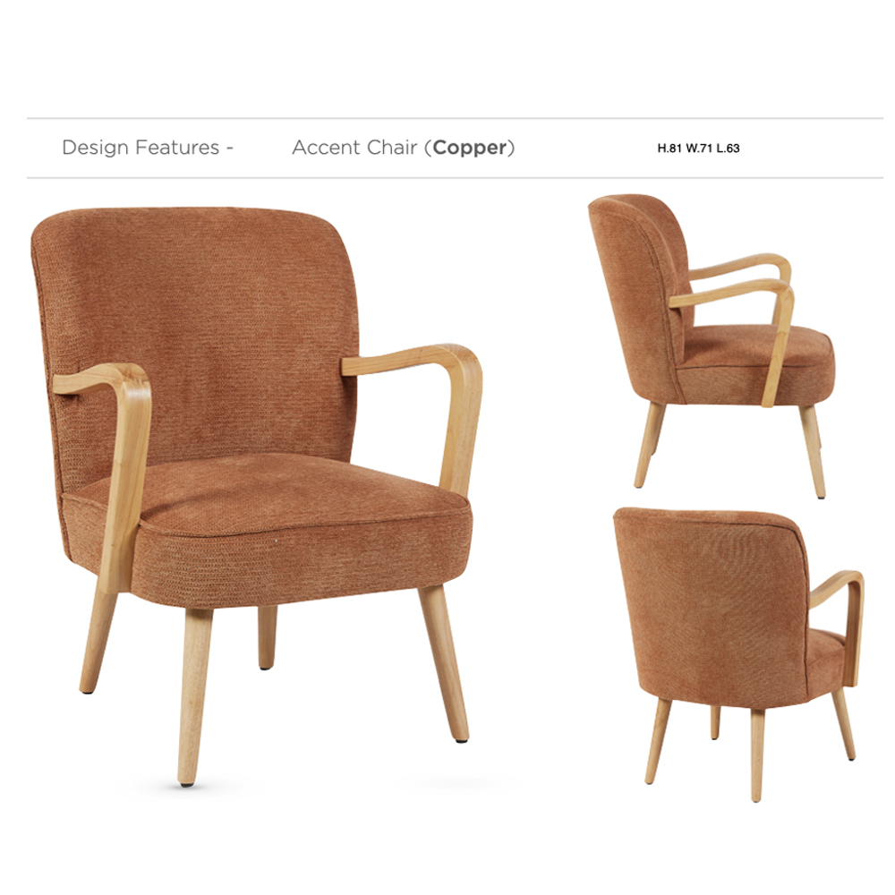 Ivorel Fabric Accent Chair in Copper