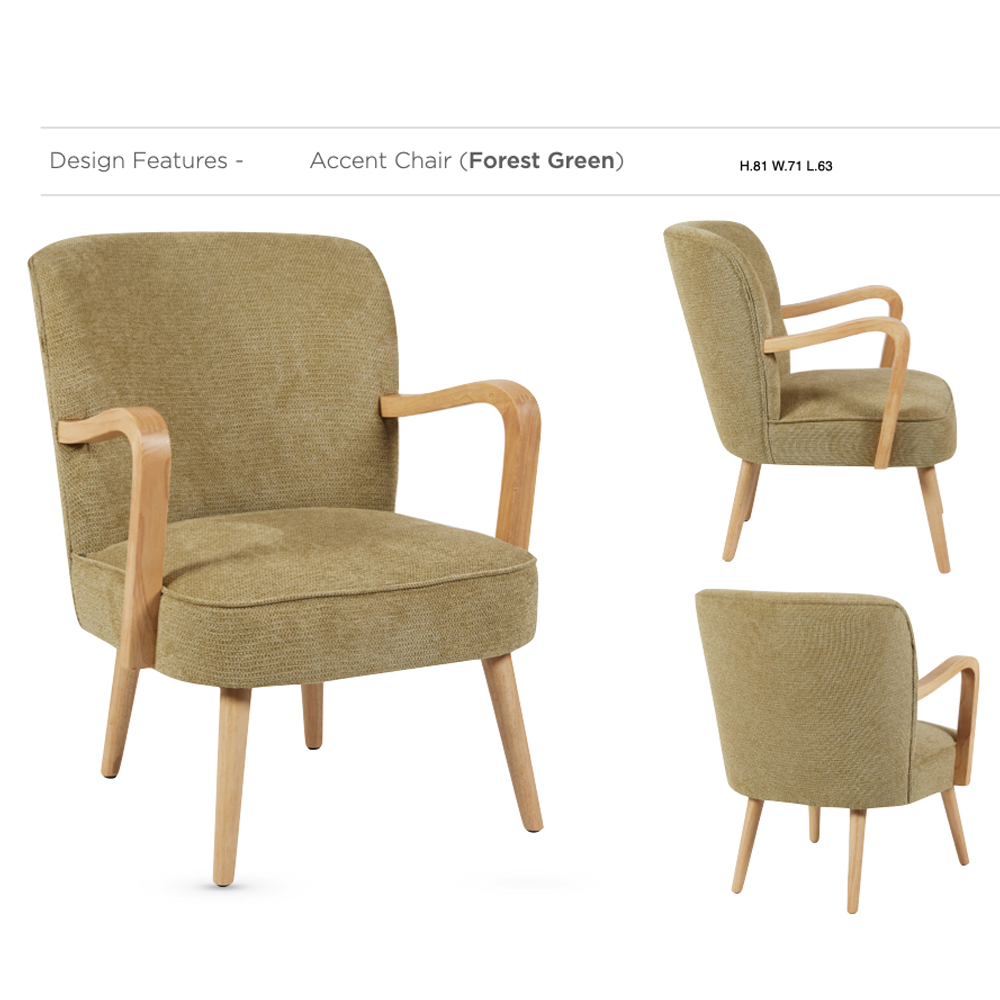 Ivorel Fabric Accent Chair in Forest Green
