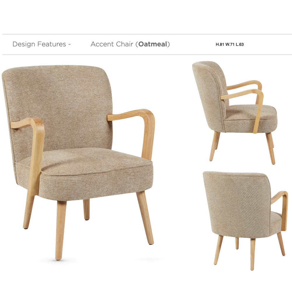 Ivorel Fabric Accent Chair in Oatmeal