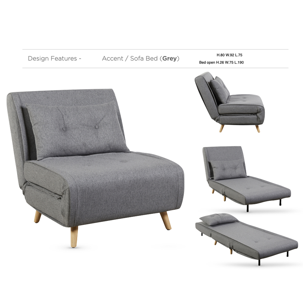 Ivorel Fabric Sofa Bed in Grey