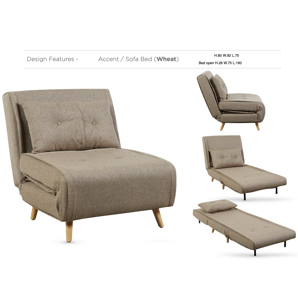 Ivorel Fabric Sofa Bed in Wheat