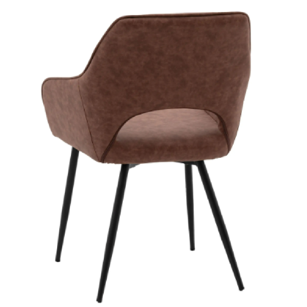 Ivoryton Brown Leather Dining Chairs With Black Legs In Pair