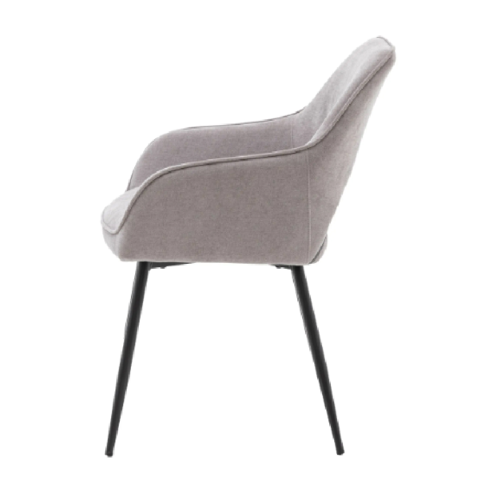 Ivoryton Grey Velvet Dining Chairs With Black Legs In Pair