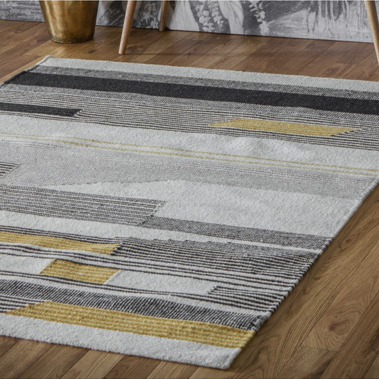 Ivverfeek Cotton Fabric Rug In Ochre