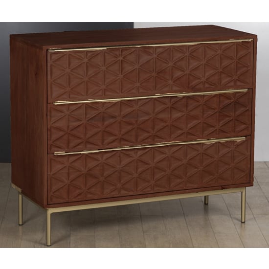 Photo of Ivoran chest of drawers in rich walnut with 3 drawers